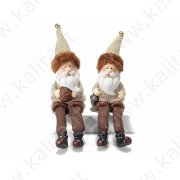 Babbo Natale gambelunghe ceramica colorata c/cappello stoffa  cm6x8,5x13H(c/gambe18,5)
