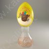 Uovo pasquale di vetro dipinto a mano con supporto, giallo