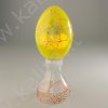 Uovo pasquale di vetro dipinto a mano con supporto, giallo