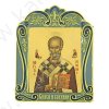 Икона Николая Чудотворца в киоте "Спаси и сохрани" на подставке 7,5 x 8,5 см