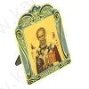 Икона Николая Чудотворца в киоте "Спаси и сохрани" на подставке 7,5 x 8,5 см