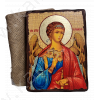 Икона на деревянном бруске с подвесом "Ангел-Хранитель" 17/23/3 см в джутовом мешке