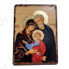 Икона на деревянном бруске с подвесом "Святое семейство" 21/28/4 см в джутовом мешке