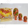 Яйцо-матрешка 3 места на подставке "Петриковская роспись" оранжевое(14,5 см)  в подарочной упаковке