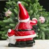 Сувенир керамика световой "Дед Мороз с фонариком и снеговичком" 25х18х10 см