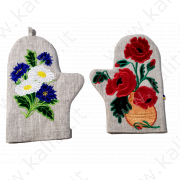 Прихватка с вышивкой "Украина" цветы (лён) 2 штуки