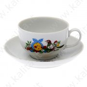 Чашка чайная с блюдцем "Веселый колобок" 210 мл. (фарфор)