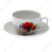 Чашка чайная с блюдцем "Полевой мак" 210 мл. (фарфор)