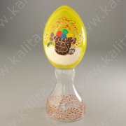 Яйцо пасхальное большое, стеклянное, с ручной росписью на жёлтом фоне