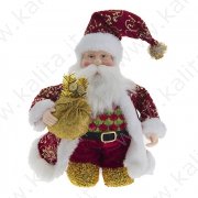 Дед Мороз 23,5 см. с мешком бордовая шуба