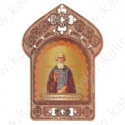 Икона "Преподобный Сергий Радонежский" светлая рамка 5 × 7 см.
