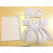 Комплект крестильный для новорожденной девочки (простынка,платочек, платьице)