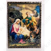 Шкатулка лаковая  миниатюра "Рождество Христово" 22*16*5 см
