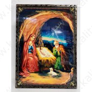 Шкатулка лаковая  миниатюра "Рождество Христово" 22*16*5 см