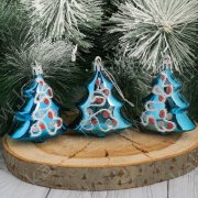 Decorazioni per albero di Natale "Alberelli" 6x6,5cm 6pz azzurro