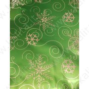 Лист оберточный металлизированный новогодний "Снежинки" зеленый 100/70 см