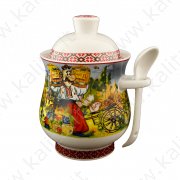 Vasetto per miele "Kazaki" con cuchiaino di ceramica