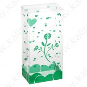 Коробка сборная пластик "Роза в сердцах" 9*19*6 см. зеленая