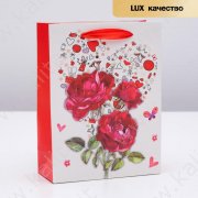 Пакет ламинированный "Цветы любви" люкс, 18 х 8 х 23 см