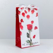 Пакет подарочный с лентой «От всего сердца», 13 × 23 × 7 см (под матрешку)
