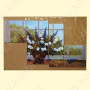 Картина из четырех полотен "Ваза с цветами" (110 х 75 см)