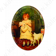 Магнит-картина "Девочка с собаками"  овал