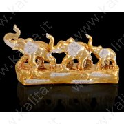 Souvenir "Famigiola di elefanti su tronco" oro 12 x 23 x 5,5 cm