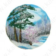 Тарелка настенная фарфоровая времена года  "Зима"  самоцветы D=18 см