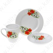 Набор посуды 3пр "Ромашка с тюльпаном"(блюдце 150 мм,тарелка 175 мм,кружка 300 мл)