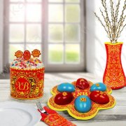Set di decorazioni per tavola pasquale "Khokhloma" 19x21cm