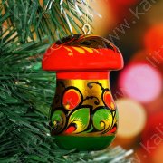 Decorazione per albero di Natale "Funghetto" khokhloma 5,5x4,5cm
