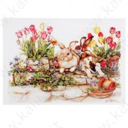 Carta per decoupage "Coniglietto tra fiori" formato A4
