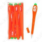 Ручка гелевая-прикол Морковь с зайкой