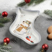 Блюдо сервировочное "Рождественский снеговик" 20х15,5х3 см