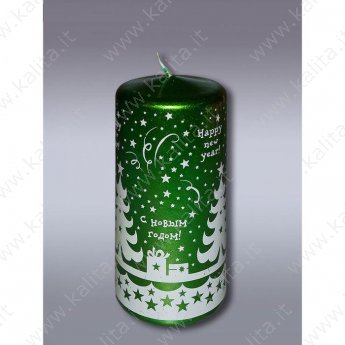 Свеча пеньковая "Новогодняя" зелёная 12,5 × 6 см.