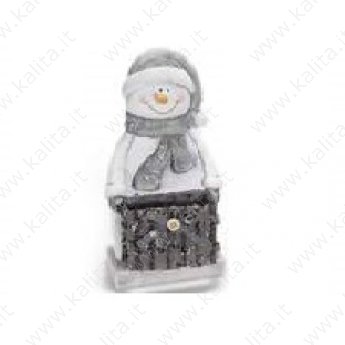 Pupazzo di neve  decorativo con sacco per regali 22 cm