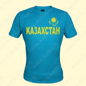 Футболка "Казахстан", бирюзовая, 100%-хлопок размер М