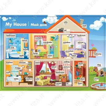Обучающий плакат "Мой дом на английском языке" А4