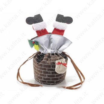 Мешочек-дымоход с ногами Деда Мороза для сладостей Ø11*28 см. (вместимость 500 гр.)