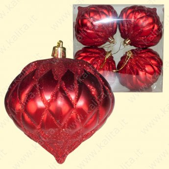 Set di decorazioni per l'albero di Natale 4pz "Cupole" rosse 10cm