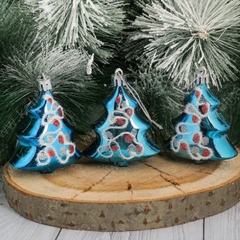 Decorazioni per albero di Natale "Alberelli" 6x6,5cm 6pz azzurro