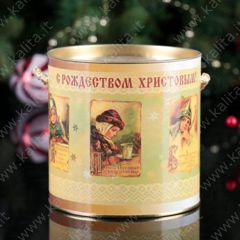 Подарочная коробка, тубус "Рождество малая" 12х12 см