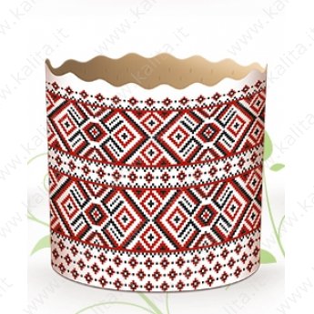 Форма для выпечки куличей Д 70 (100-150 гр.) вышиванка красно-черный белый фон