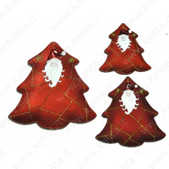 Тарелки в форме ёлки красные-Дед Мороз (3 шт.)