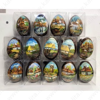 Яйцо деревянное."Пейзаж" Киевская роспись ( 10 cm) mix