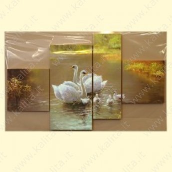Картина из четырех полотен "Лебеди" (110 х 75 см)