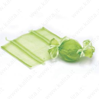 Sacchetto portaconfetti a caramella in organza verde mela