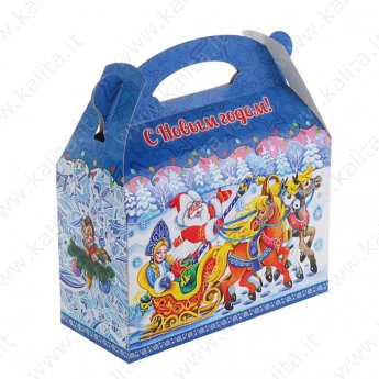 Подарочная коробка "Дед мороз и Снегурочка", сборная, 22 х 9.8 х 24 см