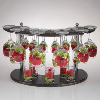 Мини-бар "Красная роза" 18 предметов, художественная роспись 240/55/50 мл
