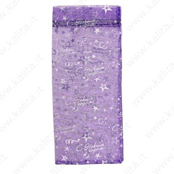 Мешочек из органзы под бутылку" С новым годом" фиолетовый 15*35 см.